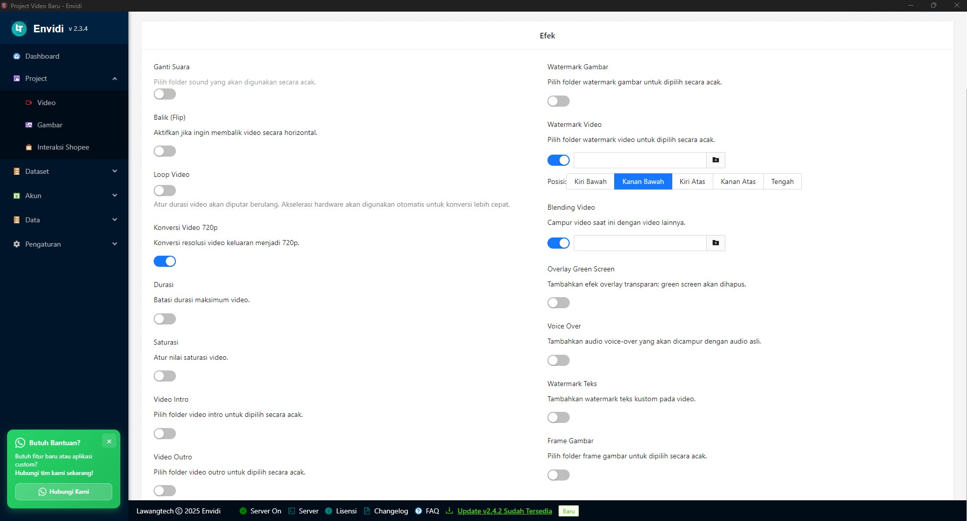 Tampilan Kerja Asli Video Editing Envidi - Batch Watermark, Efek, Audio & Format Video